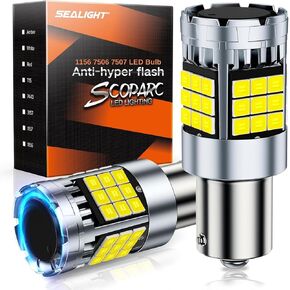 SEALIGHT 1157 LED Bulb White, Anti Hyper Flashing 7528 BAY15D LED Bulbs for Reverse Light, Turn Signal Light, Parking DRL Tail Brake Lights, 6000K White, 2 Pack