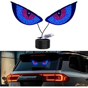 PIFOOG LED Devil Eyes Light for Cars Windshield Rear Window Demon Eye Sign Lights Light up Blinking Flicker Road Rage Signal Lighting USB Cool Funny Gadgets Blue Red