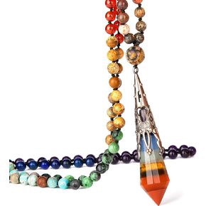 Bivei 108 Mala Beads Bracelet Real Gemstone Yoga Pendants Meditation Hand Knotted Mala Prayer Necklace