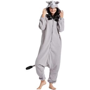 DarkCom Rhinos Onesie Halloween Costume One Piece Unisex Adult Pajamas Women Men Sleepwear Christmas Pajamas