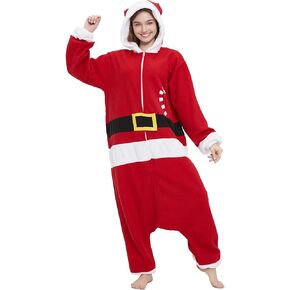 DarkCom Santa Claus Onesie Halloween Costume One Piece Unisex Adult Pajamas Women Men Sleepwear Christmas Pajamas