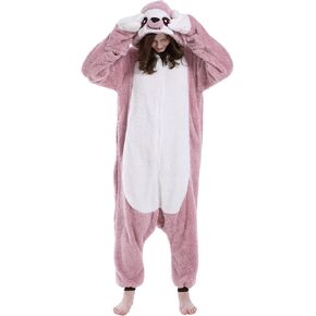 DELEY Unisex Adult Sloth Onesie, Animal Cosplay Pajamas,One Piece Halloween Costume Jumpsuit for Women and Men Homewear