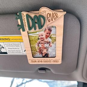 Car Picture Frame Visor Clip, Best Dad Ever Father’s Day Gift Photo Case Car Visor Clip, Picture Frame Gifts for Dad, Mom, Grandparent