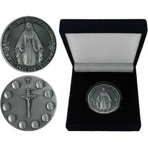 Catholic Rosary Coin – Pocket Prayer Token with Crucifix – With Box