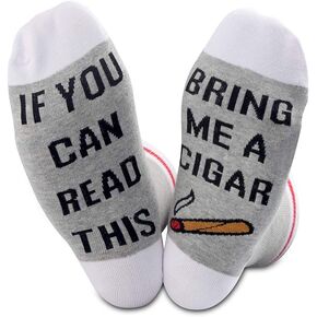 TSOTMO 2 Pairs Cigar Gift Novelty Socks For Cigar Lover If You Can Read This Bring Me A Cigar Novelty Socks for Men,Women
