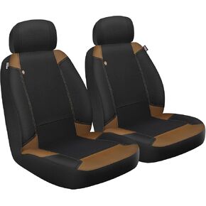 Dickies 2-Piece Carpenter Truck Seat Covers, Heavy-Duty Seat Covers for Trucks — Black/Brown