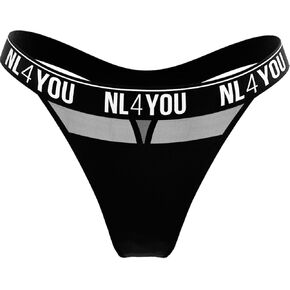 Black Tulled - Cotton Thong, Breathable & Stretchy, Classic Everyday Fit