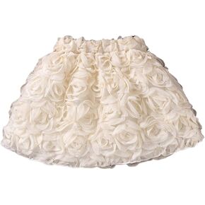 MakeMeChic Girl's Mesh 3D Flower Mini Skirt Elastic Waist A Line Flare Party Skirts