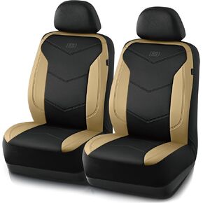Skechers Memory Foam Seat Covers,Leather Car Seat Covers, Ultimate Comfort & Support Front Seat Covers Airbag Compatible, Automotive Universal Fit Most for SUVs, Vans, Sedans, Cars, Trucks,Black