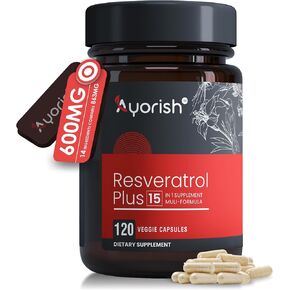 Resveratrol Supplement | Berberine Grape Seed Extract Quercetin Green Tea Extract Acai Noni Polyphenol Supplement for Women & Men, N-Acetyl Cysteine NAD Booster 120 Count