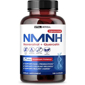 VITAL HERBAL NMNH with Resveratrol Supplement – 150 Capsules – Supports NAD+ Production, Cellular Energy & Healthy Aging – Made in The USA