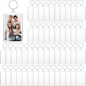 50 PCS Photo INSERT INSERT ، acrylic clear blank keyyrings frame frame keyring with split fin