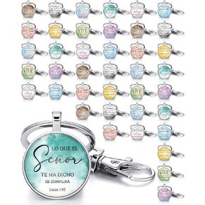 Quelay 40/20 PCS الإسبانية Christian Keychains Bible Bible Inspirational Scripture Keains Hils Christian