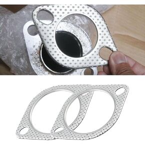 2PCS Exhaust Flange Gasket Car Exhaust Gasket 3-Inch Exhaust Gasket Material Exhaust Flange Bolt Kit, High Temp Seal Exhaust Pipe Gasket 2-Bolt for Exhaust Turbo Catback Headers(3in)