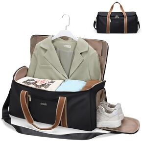 Garment Bags for Travel 2 in 1 Convertible Suit Travel Duffel Bag for Women, Stylish Carry On Duffle Bag with Shoulder Strap and Shoes Compartment (Creamy-White)
