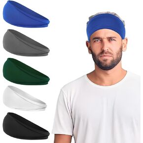 5PCS Sweat Band, Stretchy Sports Headbands, Non Slip Running Headband Stretchy Sweatband Sports Headband, Moisture Wicking Headbands for Running, Cycling, Yoga, Fitness for Men Women