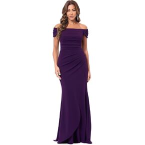 XSCAPE Women's Off the Counder Ruched Floor Length Bong