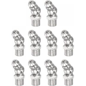 uxcell Nickel-Plated Iron 45 Degree Grease Fitting M8 x 1mm Thread Hydraulic Grease Fitting Accessories, 10Pcs in Kuwait