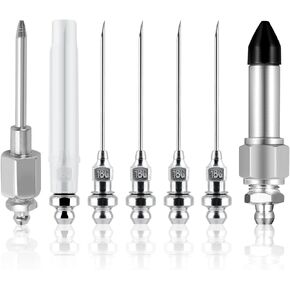 Mandark 7PCS Car Grease Gun Needle Accessory Kit, Steel Vehicle Grease Gun Needle Nozzle Set with Needle Dispenser Nipple Adapter Grease Injector, Auto Tip Fitting Tool for Narrow Space