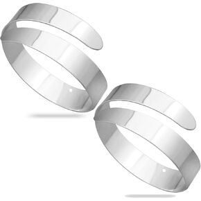 RechicGu 2 Pieces Greek Upper Arm Bracelet Cuff Band Metal Adjustable Gypsy Bohemian Armband Bangle Jewelry Set Armlet Belly Dancer Costume Wedding Silver