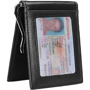 RFID Men's Leather Slim Bifold Money Clip Wallet Front Pocket Credit Card Holder