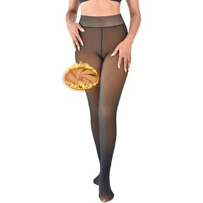 Fleece Lined Sheer Tights for Black Women, Sheer Fleece Lined Warm leggings, Faux Sheer Tights for Brown Skin