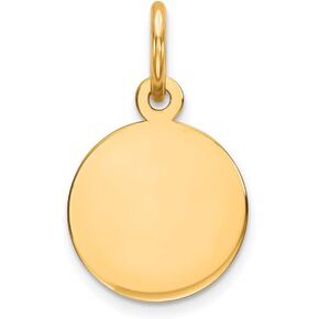 Solid 10K Yellow Gold Plain .013 Gauge Circular Disc Customize Personalize Engravable Charm Pendant Jewelry Gifts For Women or Men (Length 0.66" Width 0.39")