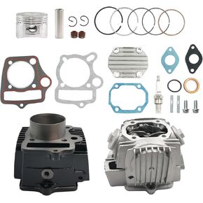 52.4mm Cylinder Piston Kit with Cylinder Head Rebuild Kit Compatible with Taotao Roketa Coolster 110cc 4 Stroke ATV Go Kart Dirt Bike