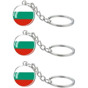 3 Pcs Bulgaria Flag Key Chain,Cool Keychain for Car Keys, Stainless Steel Keyrings & Keychains,Used for Home Decoration, Jewelry Hanging Decorations.