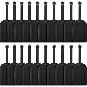 20 Pieces Luggage Tag Bag Tags Pu Leather Luggage Bag Tag Privacy Protection Travel Tag Strong Luggage Name Tags Backpack Labels Suitcase Tags for Women Men (Black)