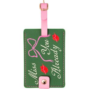 ban.do Getaway Suitcase Tag for Travel, Durable Vegan Leather Luggage Identifier, Miss You Already