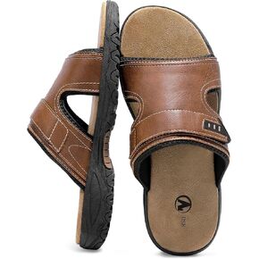 MIXIN Mens Slide Sandals Casual Slip On Beach Sandals with Adjustable Strap for Summer in Kuwait