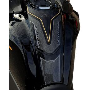 Motorcycle 3D Stickers Compatible with Suzuki V-Strom 650 XT ABS 2020 2021. Tank Protector Protection from Bumps and Scratches. Resin Stickers - Black and Gold - Made in Italy