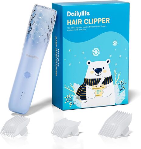 DAILYLIFE Baby Hair Clippers, Calming Clippers for Autistic Children, Silent Haircut Trimmer for Kids, Rechargeable Cordless & Waterproof Hair Cutting Kits for Toddler - Blue in Saudi Arabia