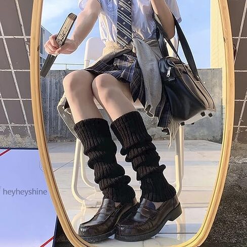 heyheyshine Y2k Star Skull Print Two Side Wear Knitted Leg Warmers Socks Punk Girls Japanese Kawaii Streetwear Leg Cover in Kuwait