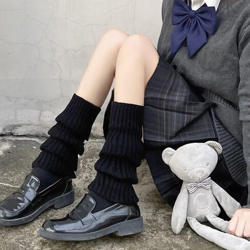 heyheyshine Y2k Star Skull Print Two Side Wear Knitted Leg Warmers Socks Punk Girls Japanese Kawaii Streetwear Leg Cover in Kuwait