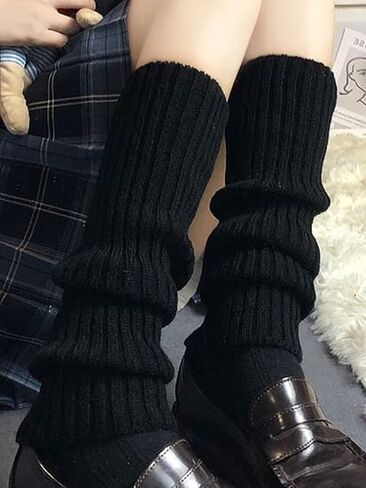 heyheyshine Y2k Star Skull Print Two Side Wear Knitted Leg Warmers Socks Punk Girls Japanese Kawaii Streetwear Leg Cover in Kuwait
