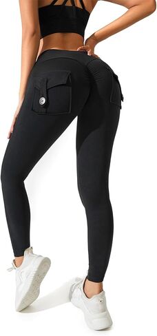 Women's Legging Pants,High-Waisted Leggings, Soft Opaque Skinny Belly Control Pants Running, Cycling, Yoga Pockets in Saudi Arabia