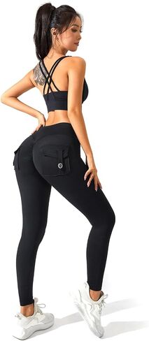 Women's Legging Pants,High-Waisted Leggings, Soft Opaque Skinny Belly Control Pants Running, Cycling, Yoga Pockets in Saudi Arabia