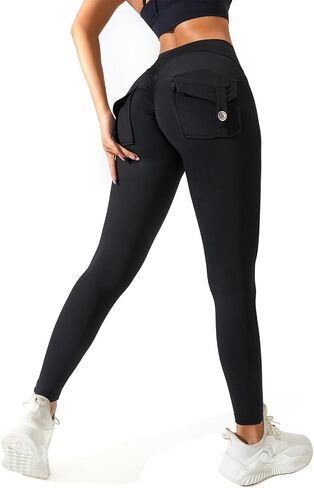 Women's Legging Pants,High-Waisted Leggings, Soft Opaque Skinny Belly Control Pants Running, Cycling, Yoga Pockets in Saudi Arabia