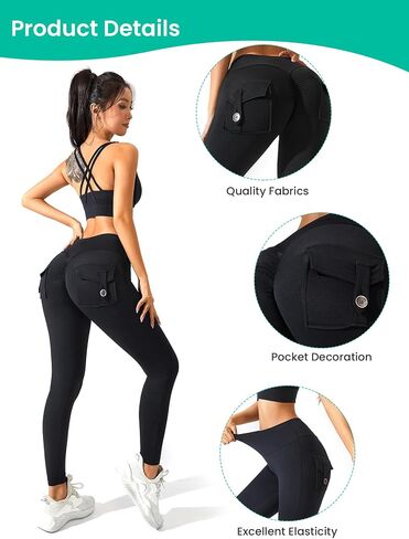 Women's Legging Pants,High-Waisted Leggings, Soft Opaque Skinny Belly Control Pants Running, Cycling, Yoga Pockets in Saudi Arabia