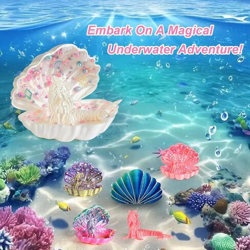 YUE MOTION 3D Printed Mermaid in a Shell - DIY Craft Kit for Kids, Creative Handmade Toy, Decorative Ornament, Parent-Child Activity, Creative Gift for Girls & Boys (Pearl White) in Kuwait