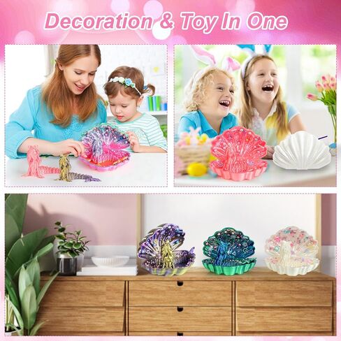 YUE MOTION 3D Printed Mermaid in a Shell - DIY Craft Kit for Kids, Creative Handmade Toy, Decorative Ornament, Parent-Child Activity, Creative Gift for Girls & Boys (Pearl White) in Kuwait