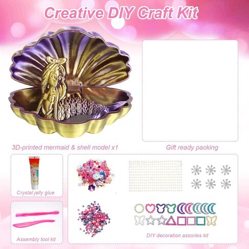 YUE MOTION 3D Printed Mermaid in a Shell - DIY Craft Kit for Kids, Creative Handmade Toy, Decorative Ornament, Parent-Child Activity, Creative Gift for Girls & Boys (Pearl White) in Kuwait