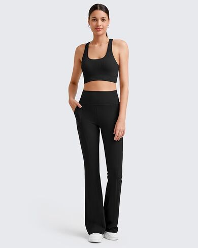 G4Free BareFeel Flare Yoga Pants Women High Waisted Flared Leggings with Pockets Casual Bootcut Pants Petite/Regular/Tall in Kuwait