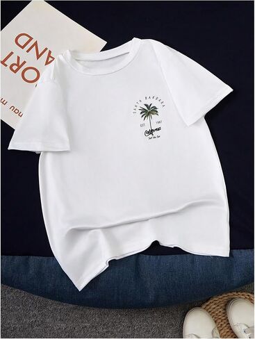 Boy's Tropical Graphic Tees Crewneck Short Sleeve Casual T Shirt Summer Tops in Saudi Arabia