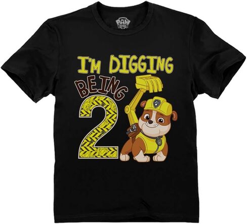 Tstars Paw Patrol Construction Digging Being 2 Gifts for Two Years Old Boy Rubble 2nd Birthday Toddler Kids T-Shirt in Saudi Arabia