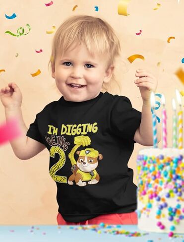 Tstars Paw Patrol Construction Digging Being 2 Gifts for Two Years Old Boy Rubble 2nd Birthday Toddler Kids T-Shirt in Saudi Arabia