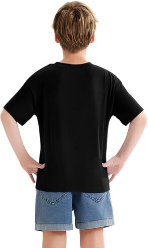 Boys Summer Crew Neck T Shirt Short Sleeve Solid Tees Comfortable Stylish Basic Tops Kids 5-14 Years in Kuwait