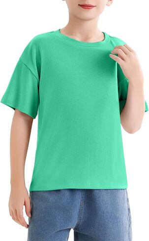 Boys Summer Crew Neck T Shirt Short Sleeve Solid Tees Comfortable Stylish Basic Tops Kids 5-14 Years in Kuwait